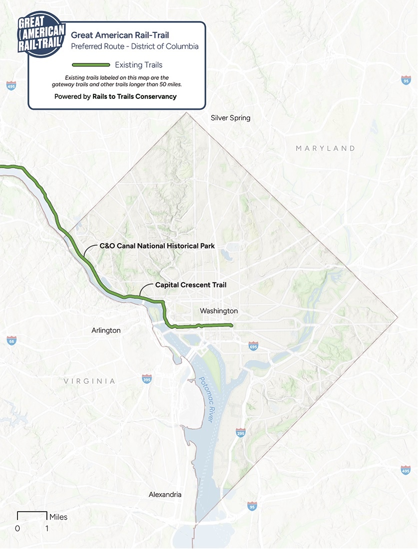 2026 Great American Rail-Trail Route Assessment: District of Columbia map