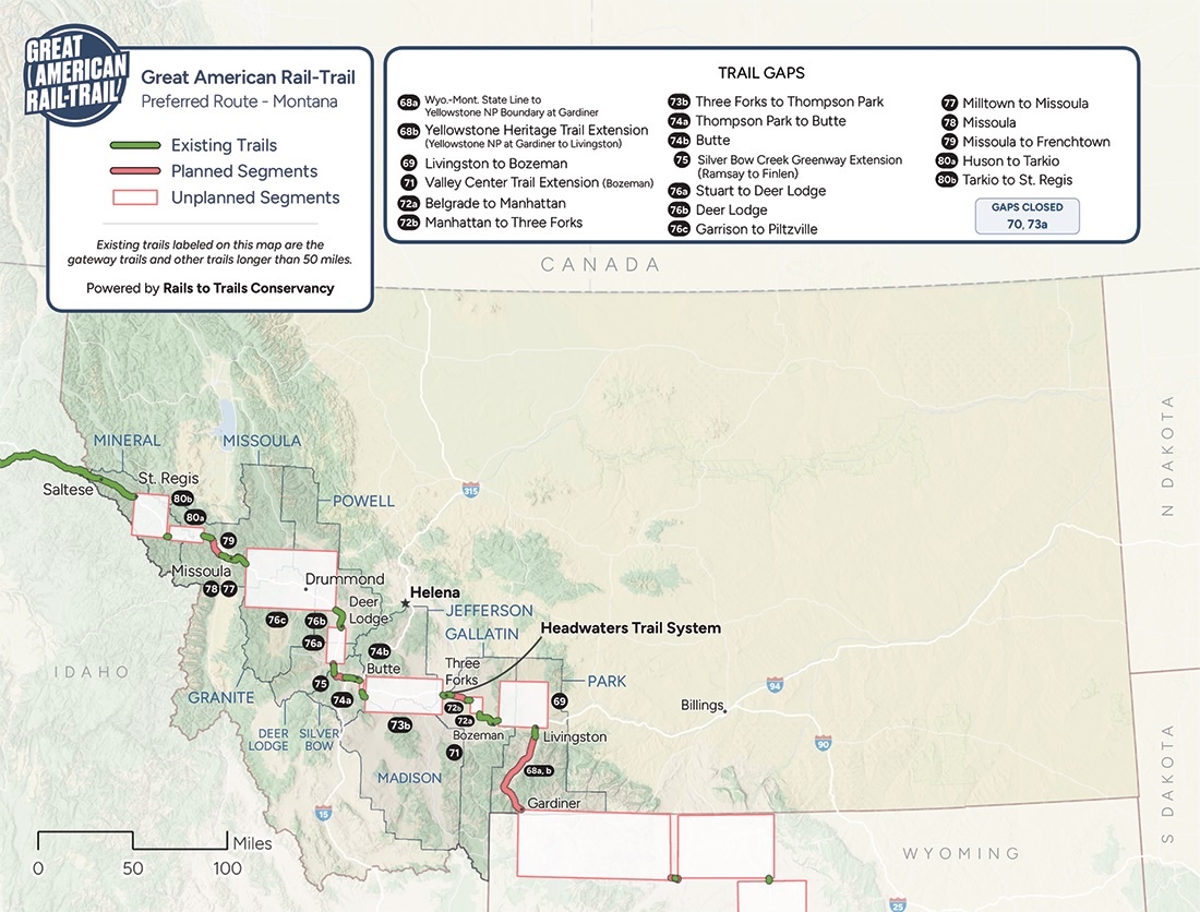 2026 Great American Rail-Trail Route Assessment: Montana map