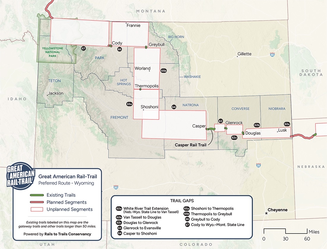 2026 Great American Rail-Trail Route Assessment: Wyoming map