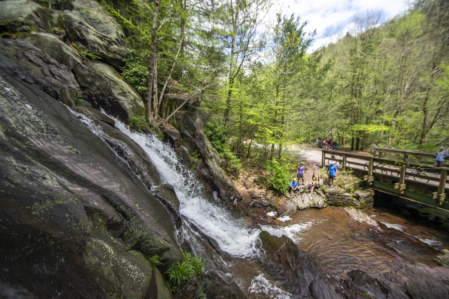 Waterfall along the D&L Trail in the Poconos | Photo courtesy Pocono Biking