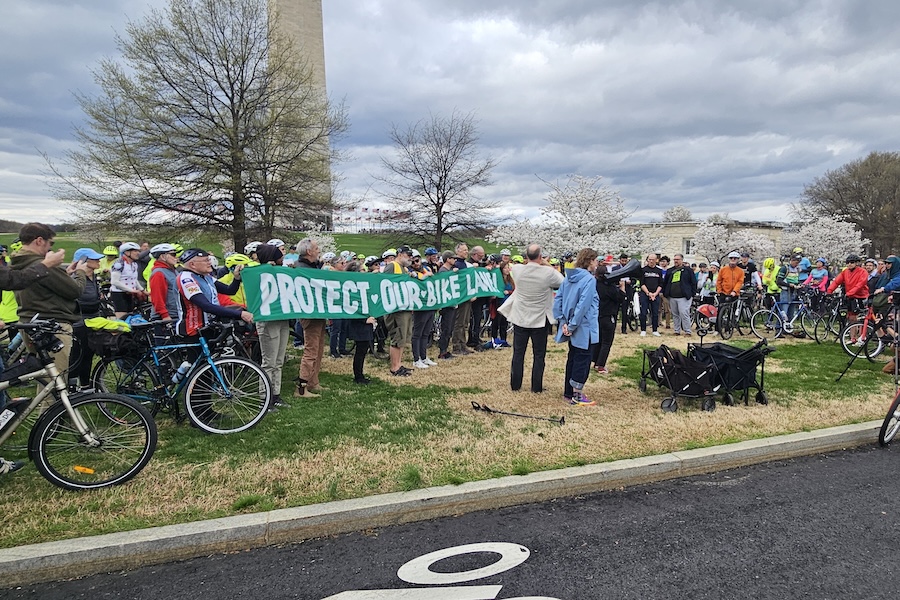 March 2026 rally for the 15th Street Cycle Track in Washington, D.C. | Photo by Seth Grimes, courtesy Washington Area Bicyclist Association