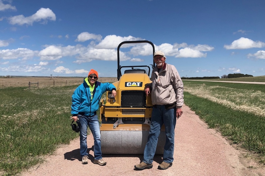 Cowboy Trail West’s Kris Ferguson (left) and colleague during construction of a portion of trail between Gordon and Rushville, Nebraska | Photo courtesy Cowboy Trail West