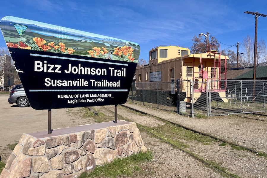 California's Bizz Johnson Trail Susanville Trailhead signage | Photo by Cindy Barks