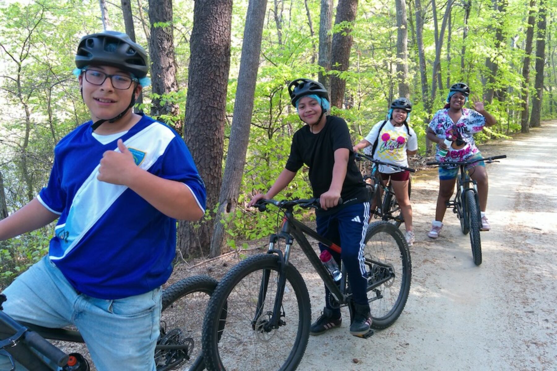 Students biking along the Salem Lake Trail during their Riding for Focus class | Photo courtesy Flat Rock Middle School