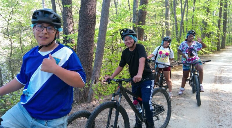 Students biking along the Salem Lake Trail during their Riding for Focus class | Photo courtesy Flat Rock Middle School