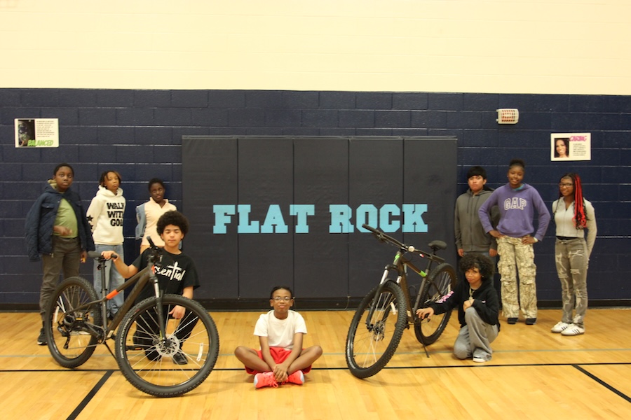 Students in the Riding for Focus class at Flat Rock Middle School | Photo courtesy Flat Rock Middle School