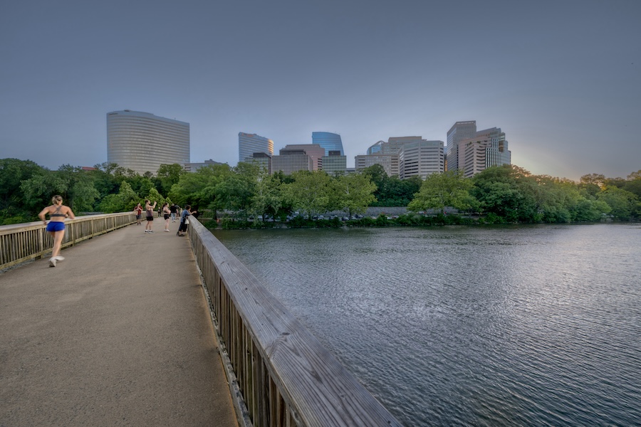 View of the Rosslyn skyline from Virginia's Mount Vernon Trail | Photo courtesy Rosslyn BID