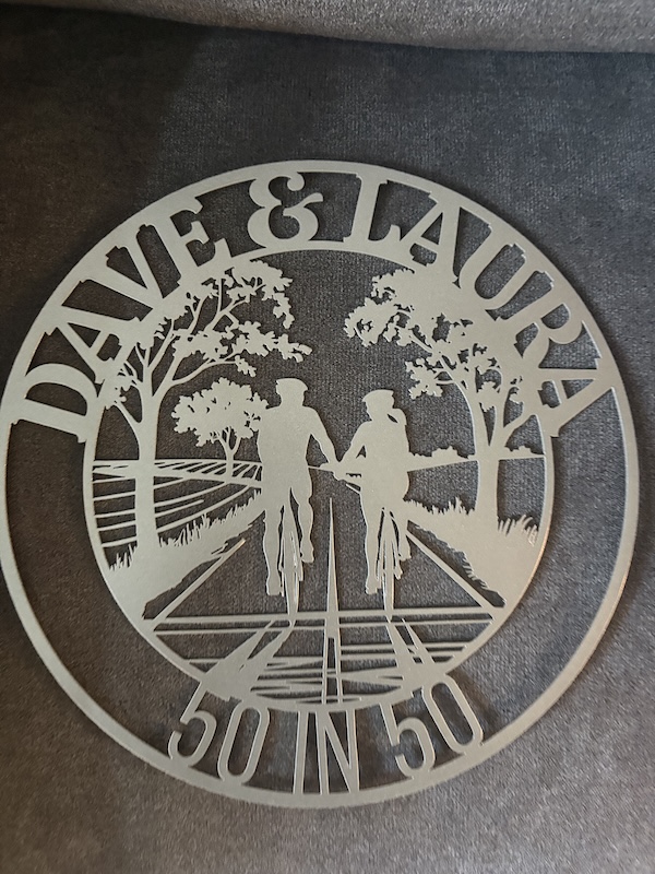 Plaque given to Dave and Laura Anderson by their family after finishing the challenge | Photo courtesy Dave and Laura Anderson